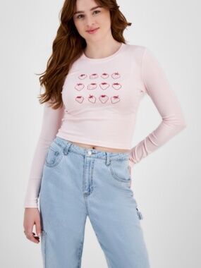 Just Polly Juniors' Graphic Long-Sleeve Tee - Ballet Slippers SIZE S NWT